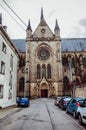 Saint-MartinÃ¢â¬â¢s Church in Arlon, Province of Luxembourg, Belgium. View of the exterior, Neo-gothic style.